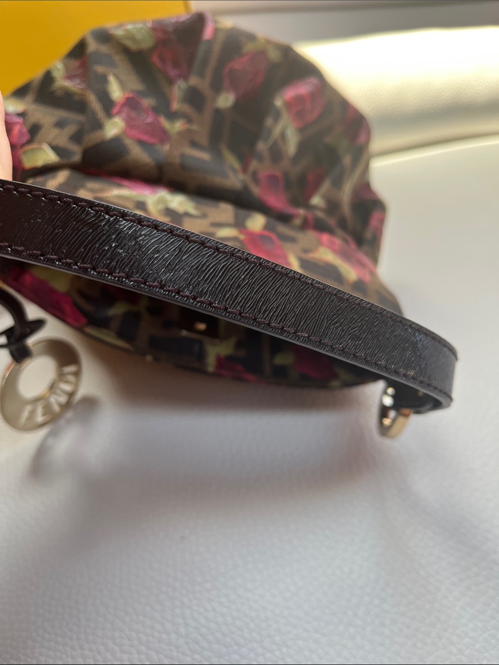 Fendi Chef Hobo Mini Bag with Pink Rose Print and Gold Charm - Picture 10 of 13